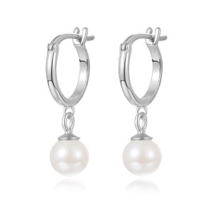 Vintage Pearl Beads French Lock Hoop Earrings 60300139