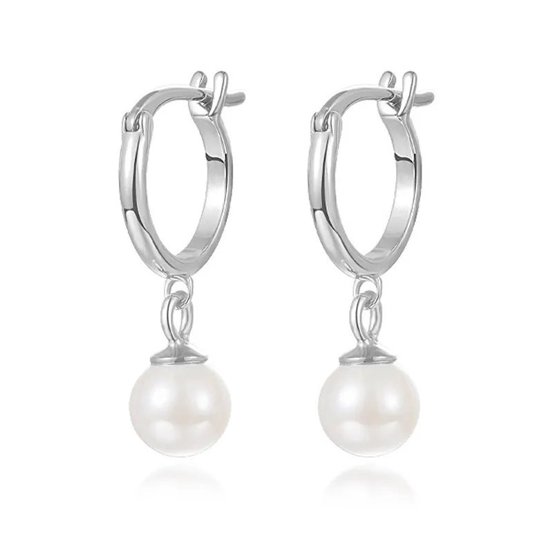 Vintage Pearl Beads French Lock Hoop Earrings 60300139 - image2