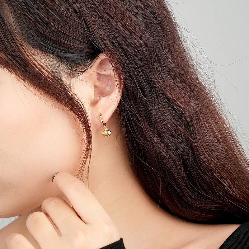 Lovely Metal Shells Charm Hoop Earrings 60300140 - image1