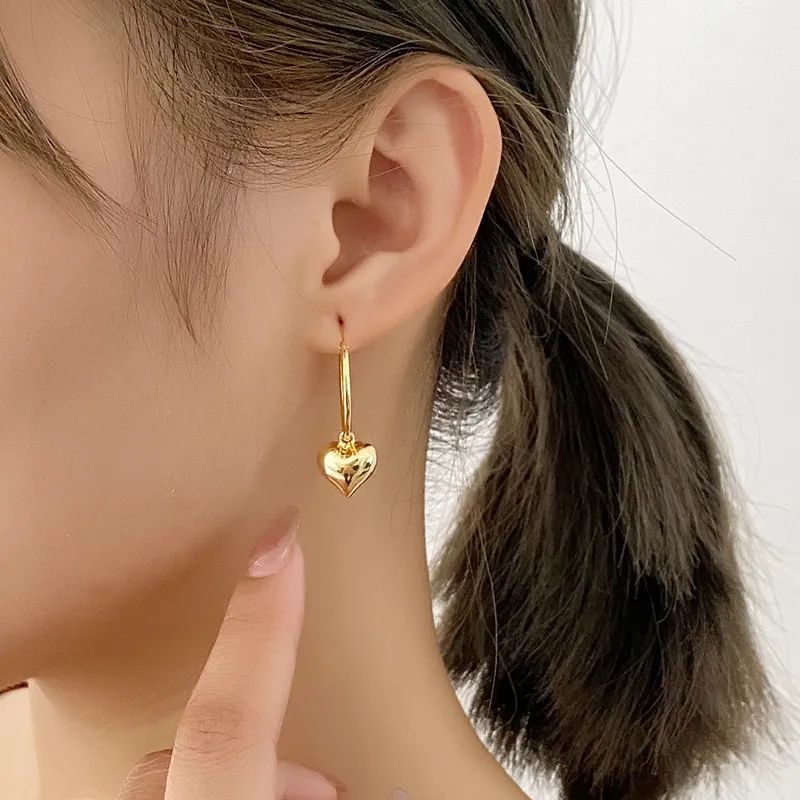 Lovely Heart Charm Hoop Earrings 60300142 - image1