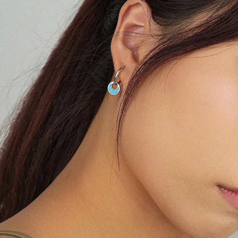 Lovely Turquoise Charm Hoop Earrings 60300144 - image1