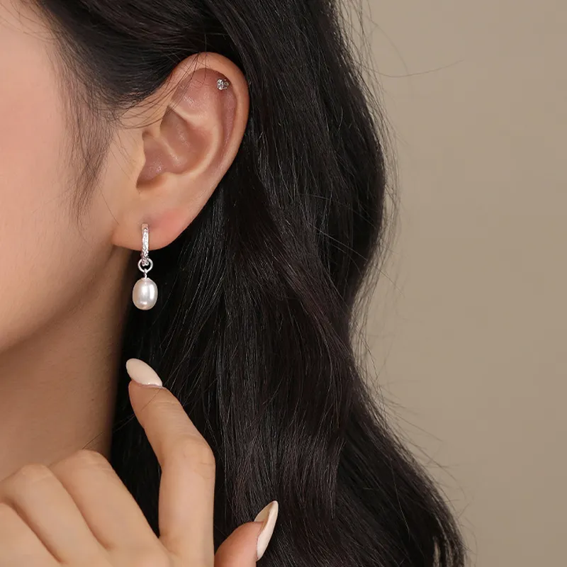 Vintage Asymmetric Heart Pearl Beads Hoop Earrings 60300146 - image3
