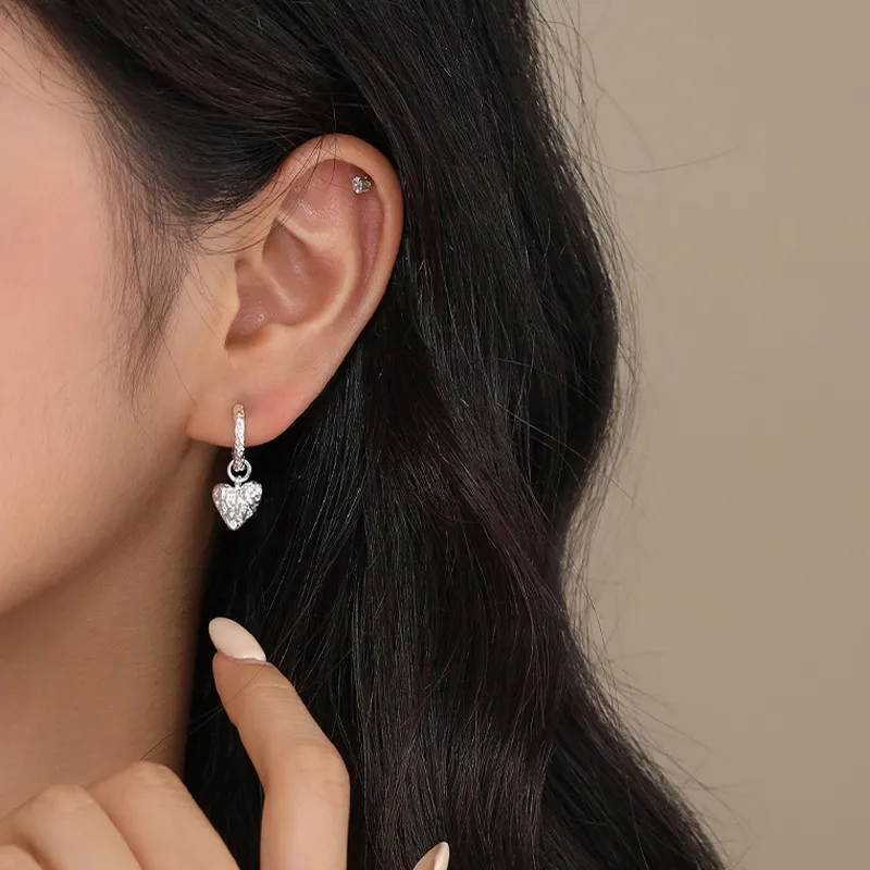 Vintage Asymmetric Heart Pearl Beads Hoop Earrings 60300146 - image1