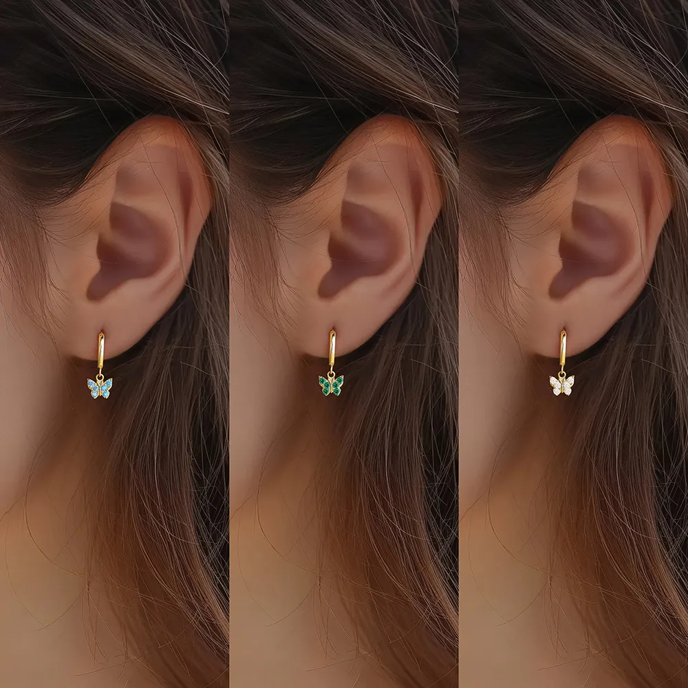 Lovely Butterfly Zirconia Hoop Earrings 60300148 - image1