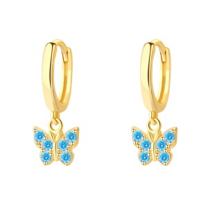 Lovely Butterfly Zirconia Hoop Earrings 60300148
