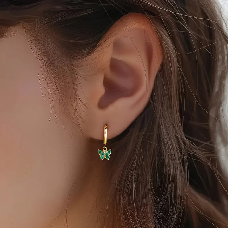 Lovely Butterfly Zirconia Hoop Earrings 60300148 - image2