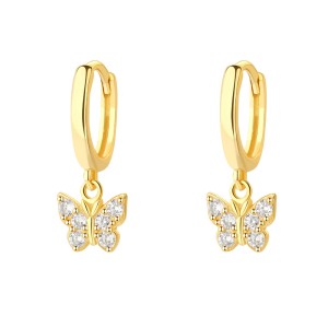 Lovely Butterfly Zirconia Hoop Earrings 60300148