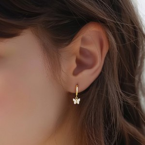 Lovely Butterfly Zirconia Hoop Earrings 60300148