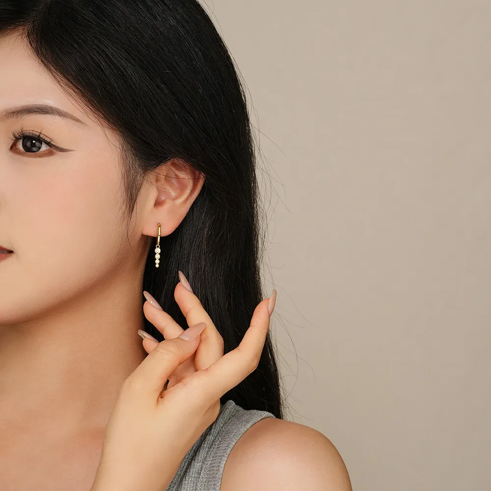 Lovely Zirconia Tassel Hoop Earrings 60300149 - image2