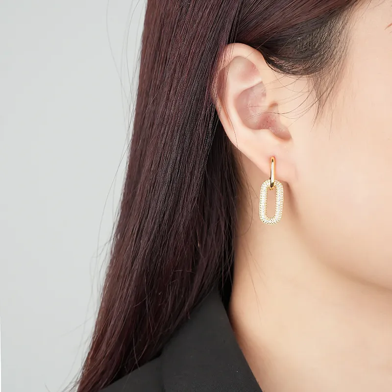 Unique Zirconia Oval Hoop Earrings 60300150 - image2