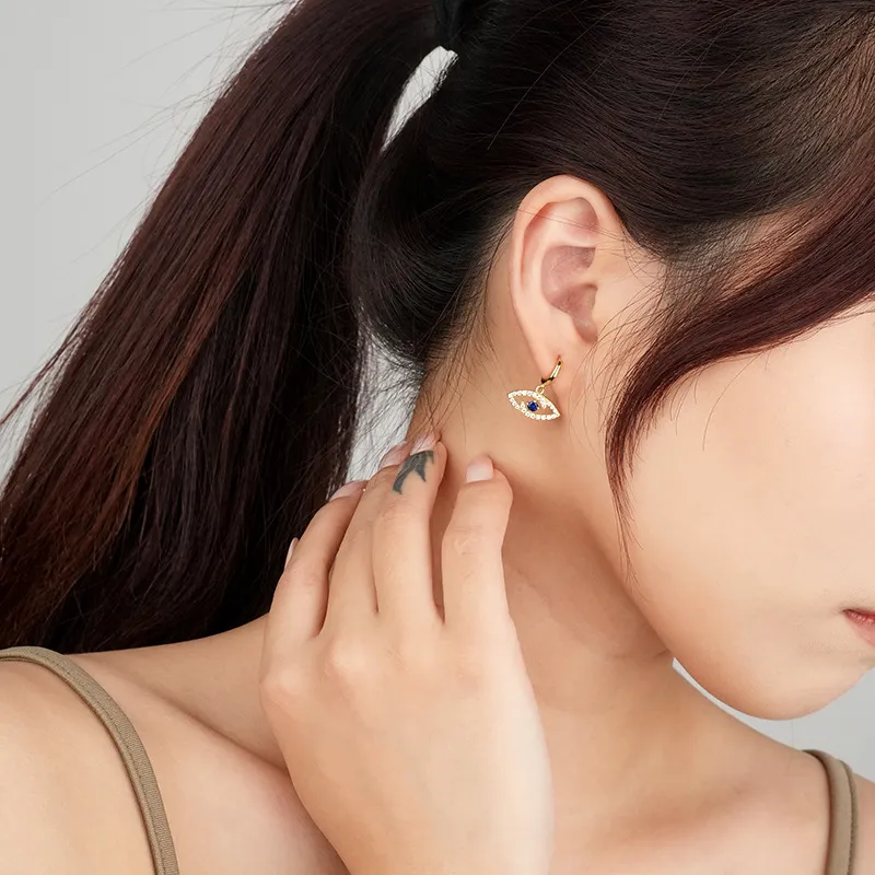 Evil Eye Zirconia Charm Hoop Earrings 60300154 - image2