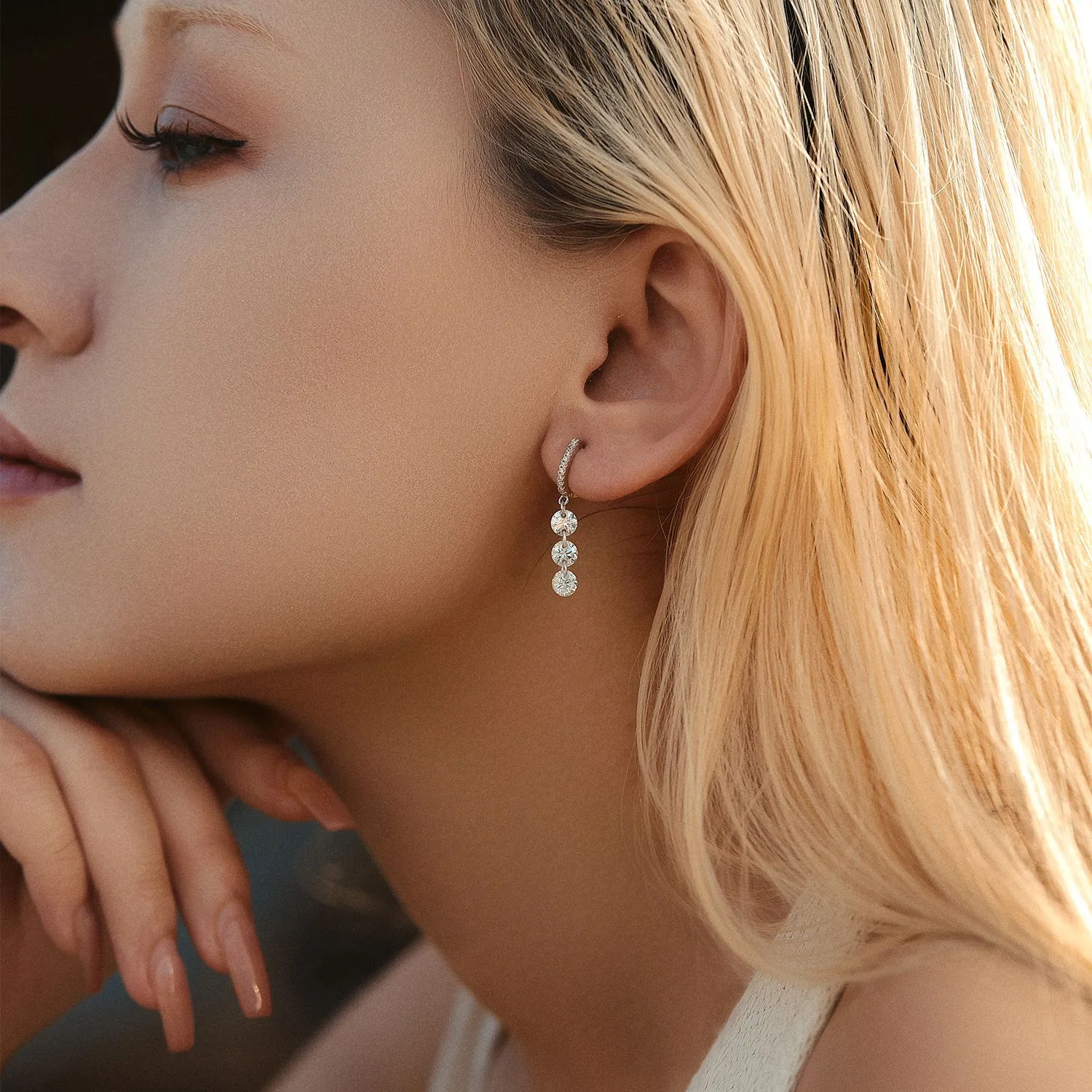 Spark Tassel Zirconia Charm Hoop Earrings 60300157 - image1