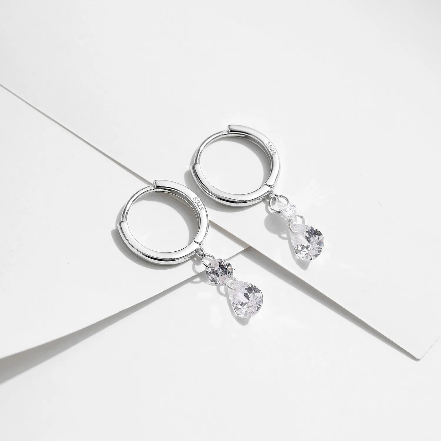 Spark Waterdrop Zirconia Charm Hoop Earrings 60300158 - image2