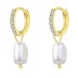 Classic Pearl Beads Zirconia Charm Hoop Earrings 60300159