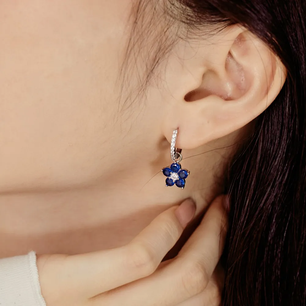 S925 Blooming Zirconia Flower Hoop Earring 60300163 - image1
