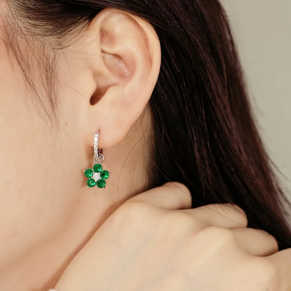 S925 Blooming Zirconia Flower Hoop Earring 60300163 - image2