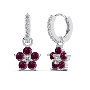 S925 Blooming Zirconia Flower Hoop Earring 60300163
