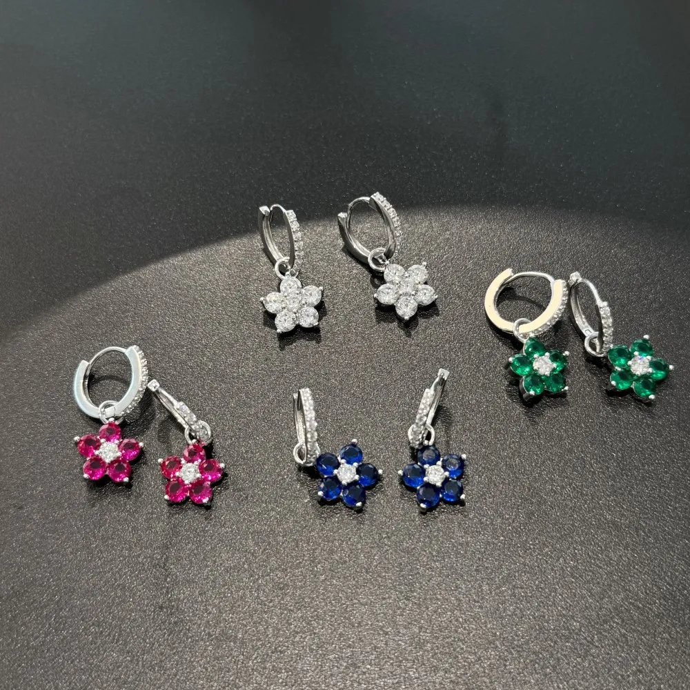 S925 Blooming Zirconia Flower Hoop Earring 60300163 - image6