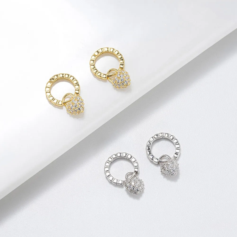 S925 Sweet Zirconia Heart Hoop Charm Earring 60300164 - image2