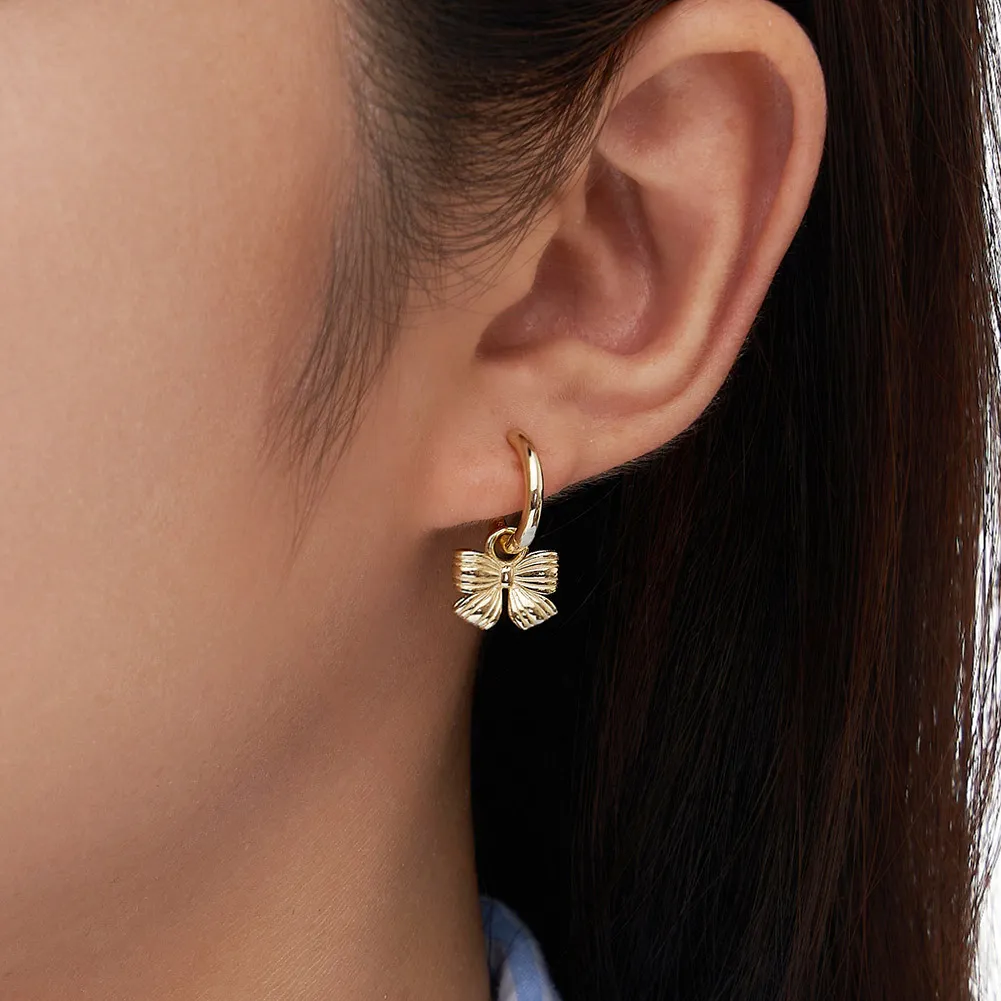 925 Sterling Silver Butterfly Dangle Hoop Earring 60300166 - image1