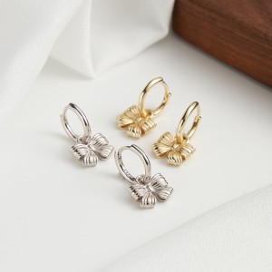 925 Sterling Silver Butterfly Dangle Hoop Earring 60300166