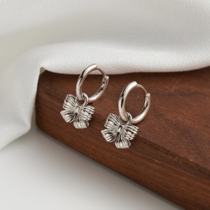 925 Sterling Silver Butterfly Dangle Hoop Earring 60300166