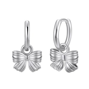 925 Sterling Silver Butterfly Dangle Hoop Earring 60300166