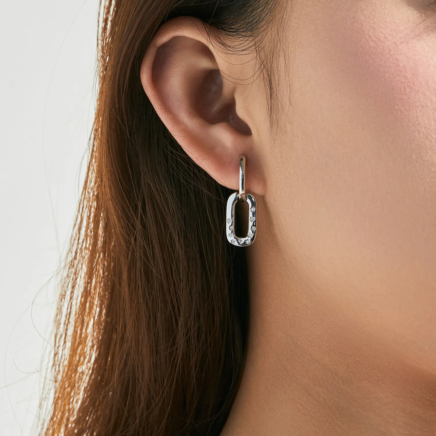 925 Sterling Silver Zirconia Star Hoop Earring 60300169 - image1