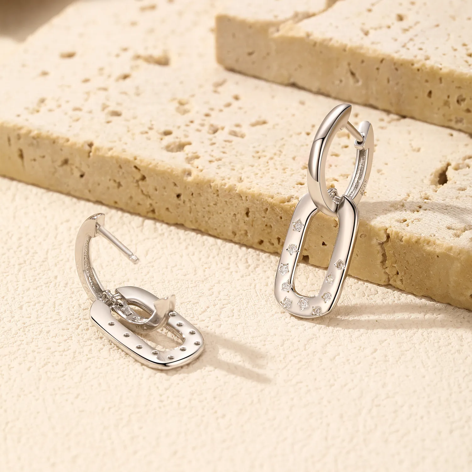 925 Sterling Silver Zirconia Star Hoop Earring 60300169 - image2