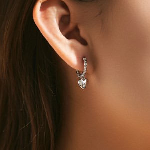 S925 Zirconia Heart Beans Hoop Earring 60300170