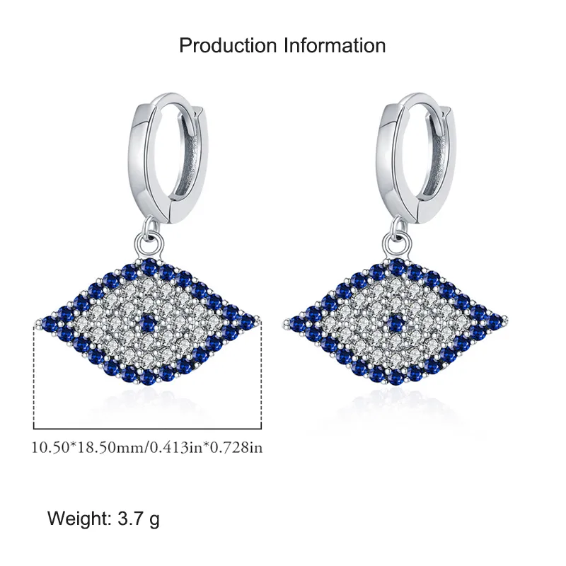925 Sterling Silver Zirconia Evil Eye Hoop Earring 60300173 - image2