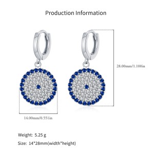 925 Sterling Silver Round Zirconia Pendant Hoop Earring 60300174