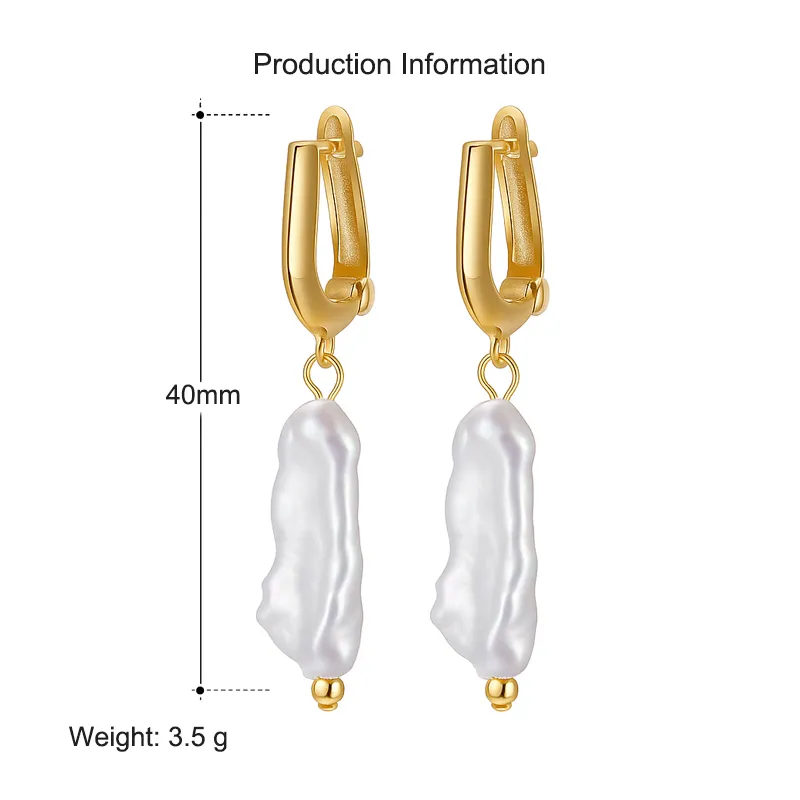 925 Sterling Silver Baroque Fresh Water Pearl Hoop Earring 60300176 - image2
