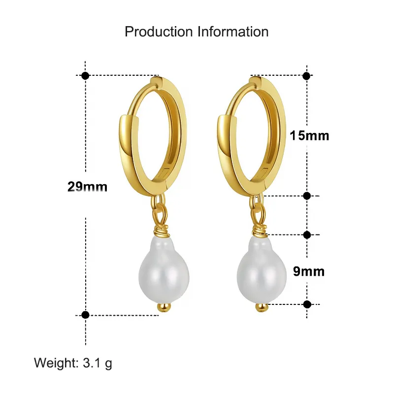 925 Sterling Silver Baroque Fresh Water Pearl Hoop Earring 60300177 - image2