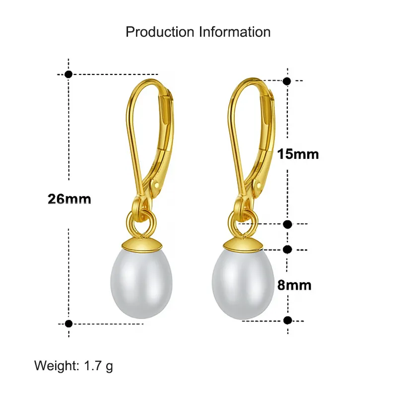 925 Sterling Silver Fresh Water Peal Dangle Hoop Earring 60300178 - image2