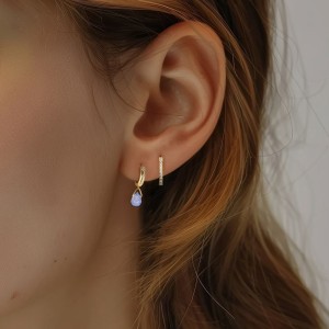 925 Sterling Silver Goddess Tear Drop Earring 60300181