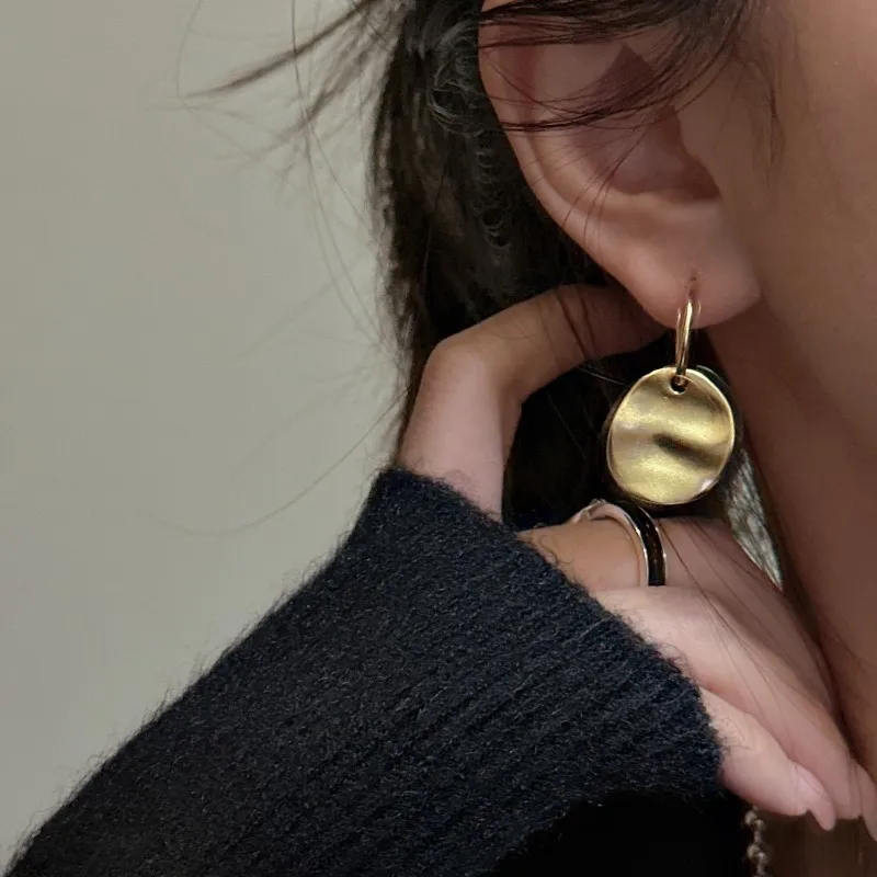 925 Sterling Silver Wrinkle Texture Disc Earring 60300182