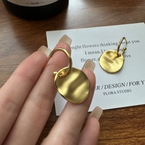925 Sterling Silver Wrinkle Texture Disc Earring 60300182