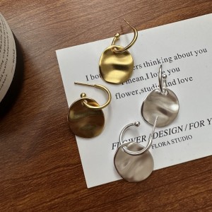 925 Sterling Silver Wrinkle Texture Disc Earring 60300182
