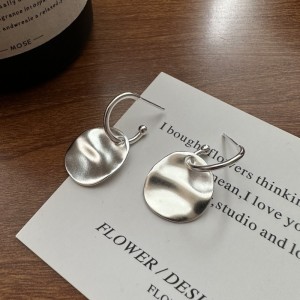 925 Sterling Silver Wrinkle Texture Disc Earring 60300182