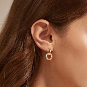 925 Sterling Silver Double Circle Hoop Earring 60300183