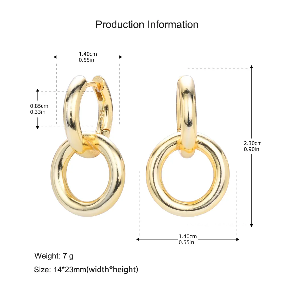 925 Sterling Silver Double Circle Hoop Earring 60300183 - image2