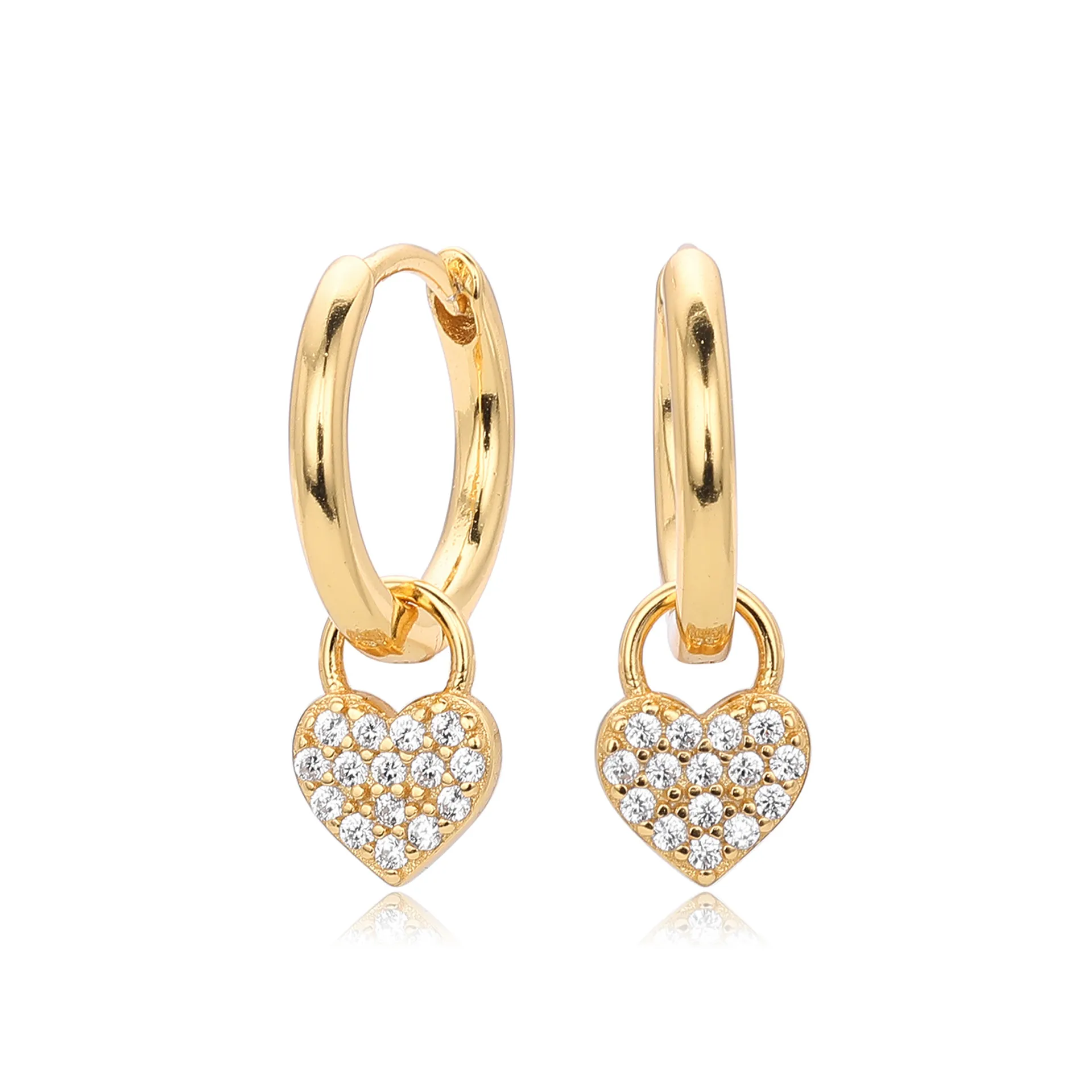 925 Sterling Silver CZ Heart Hoop Earring 60300184