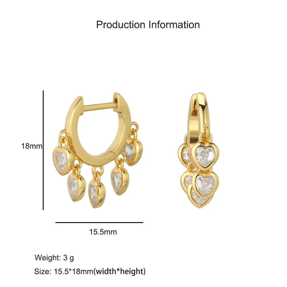 925 Sterling Silver Heart Charm Zircon Hoop Earring 60300187 - image4
