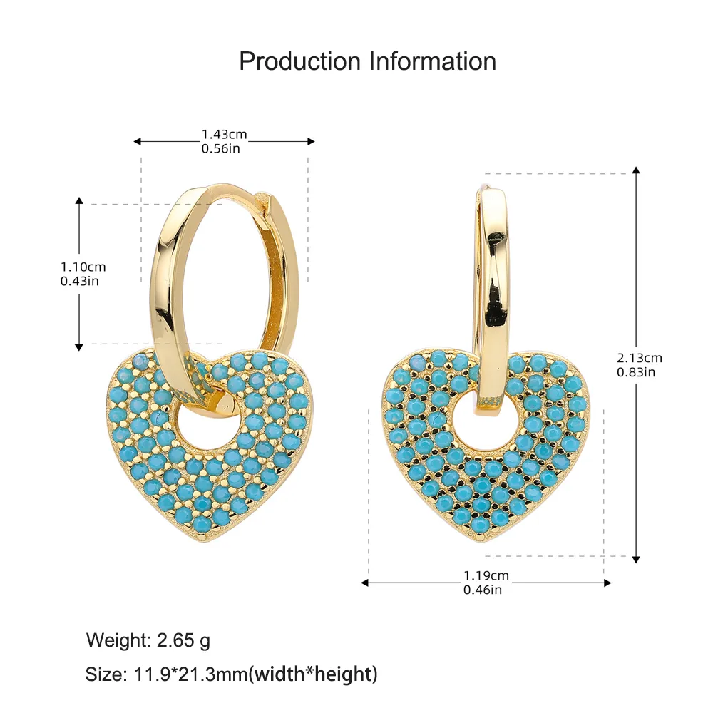 925 Sterling Silver Turquoise Heart Earring 60300189 - image4