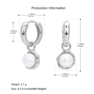 925 Sterling Silver Pearl Hoop Earring 60300190