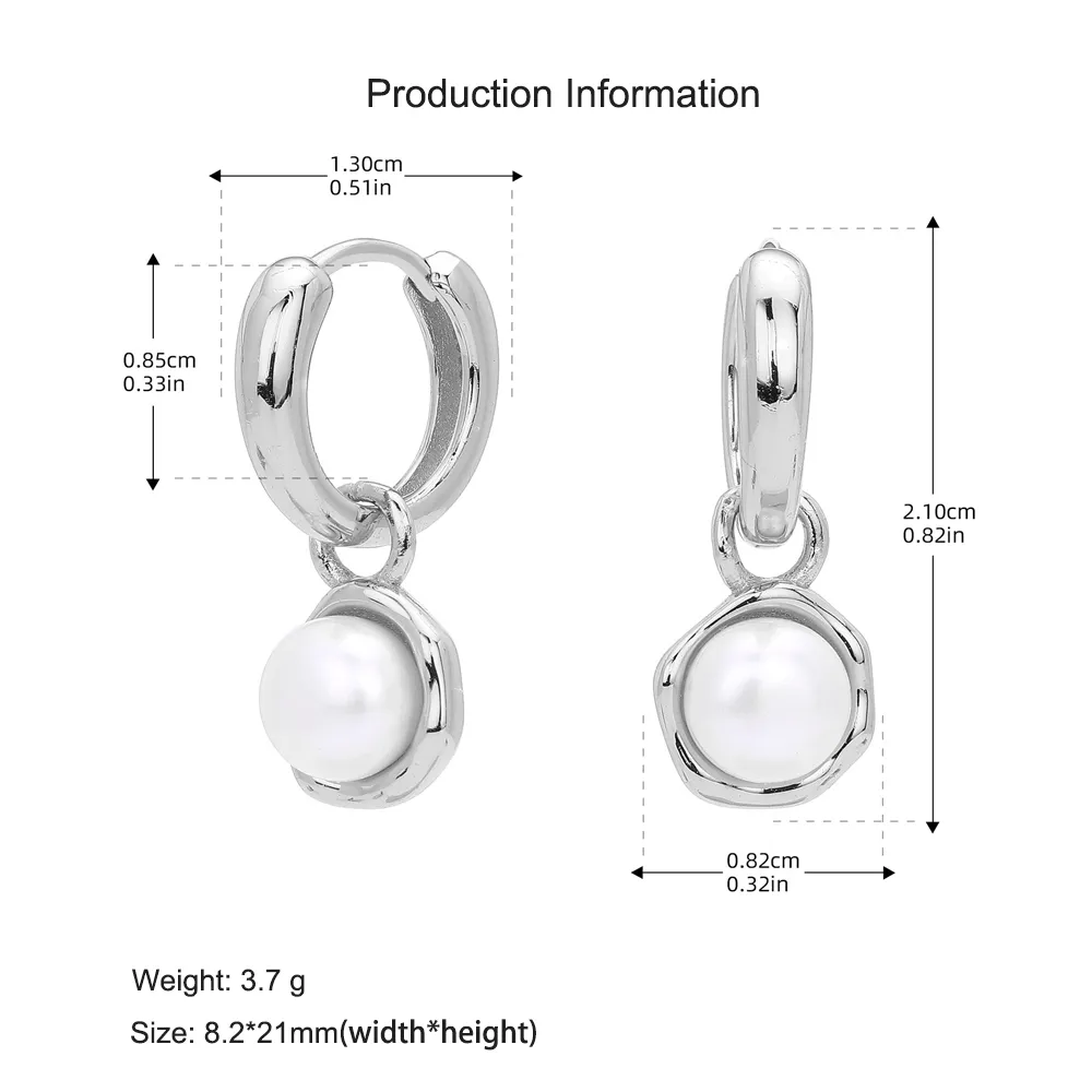 925 Sterling Silver Pearl Hoop Earring 60300190 - image2