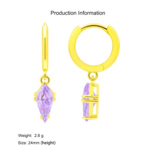 925 Sterling Silver Geometric Multicolor Zircon Earring 60300191