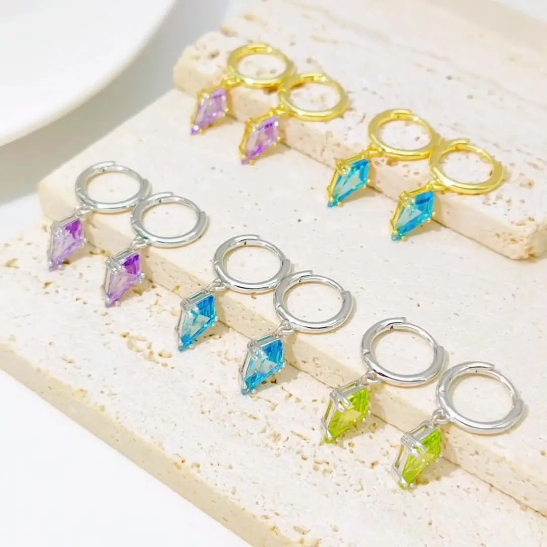 925 Sterling Silver Geometric Multicolor Zircon Earring 60300191 - image2