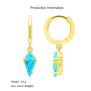 925 Sterling Silver Geometric Multicolor Zircon Earring 60300191